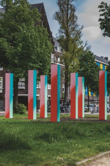 Esther Tielemans - Untitled (seven columns, four paintings)